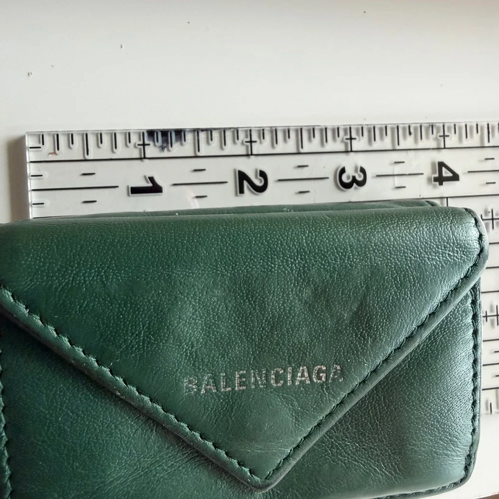 Balenciaga Papier Mini Wallet Leather Minimalist O/S Green Quiet Luxury